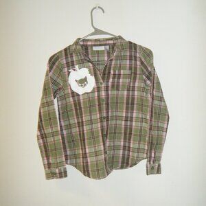 Screenprinted original design children's place green, pink and brown plaid